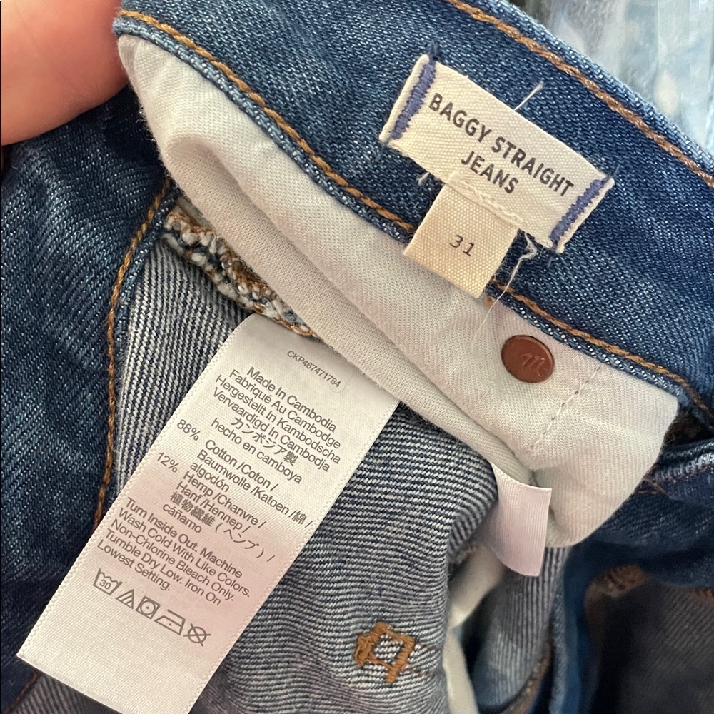 Madewell Baggy Straight Jeans Indigo Blue Size 31 Wide Leg High Waisted NH643 - Picture 8 of 9